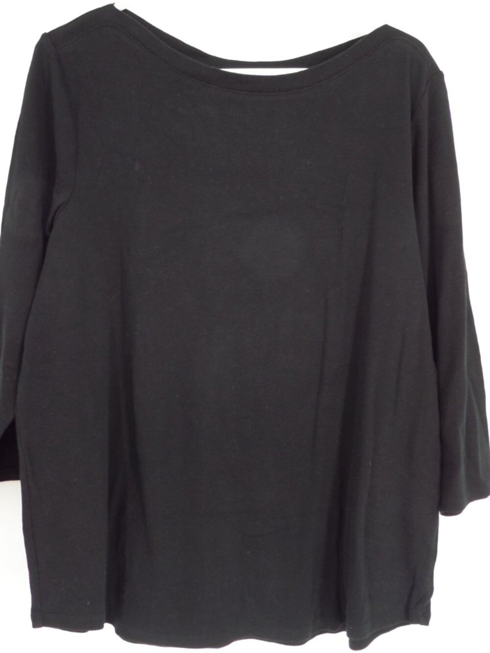 Chico's  Women's Ultimate Tee 3/4 Sleeve Boat Neck Fall Black Top  Size 3 US XL